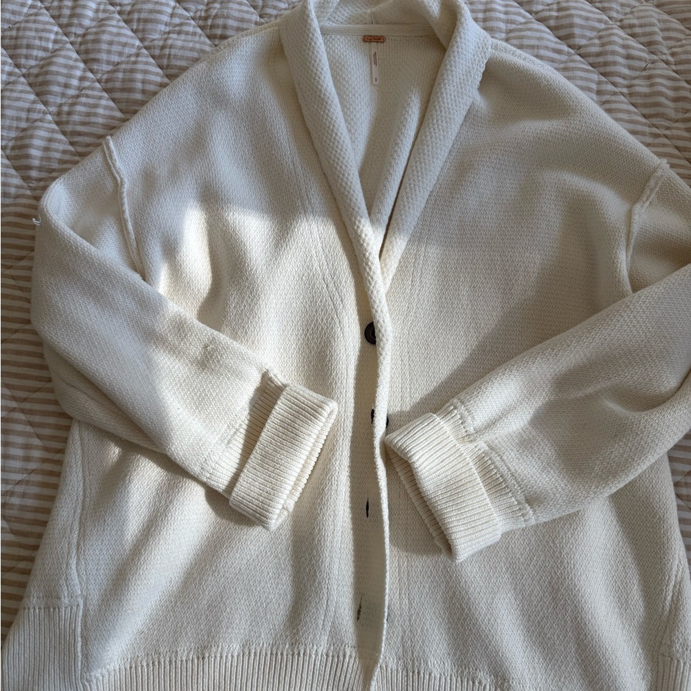 Free People Oversized Cream Cardigan Sweater